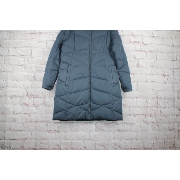 LL Bean Blue Polyester Stretch Full Zipper Down Puffer Hooded Coat M - Picture 2 of 9